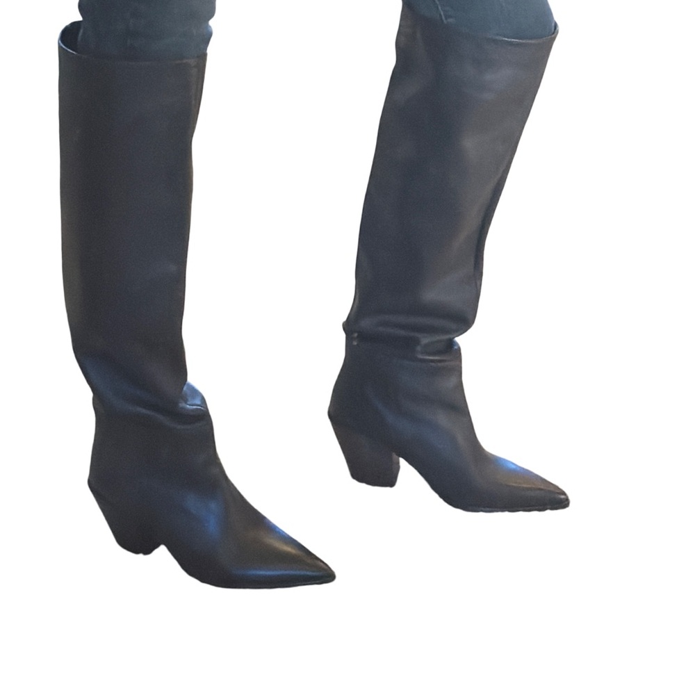 Zara Dark Brown Leather Over the Knee Boots